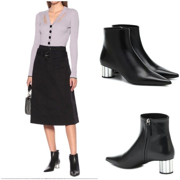 Proenza Schouler Mirrored Facet Heel Pointed Ankle Boots SH-050 - Picture 3 of 16